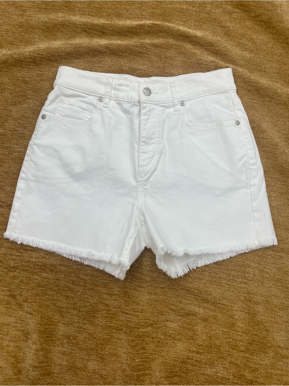 LOFT White Frayed Hem high waist, size 4 Denim Shorts